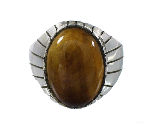 Tiger Eye Navajo Sterling Silver Ray Jack Ring Size 11-3/4 AX99697